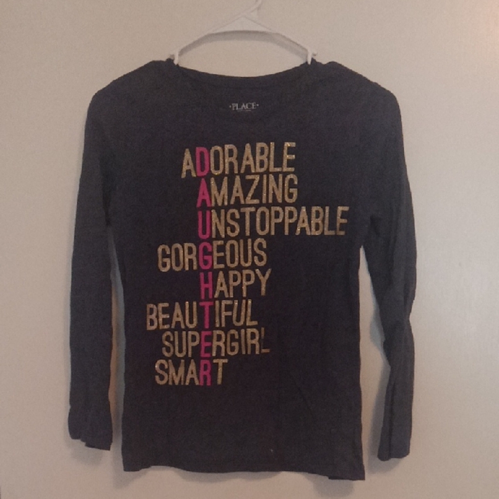 Place Black and Pink Long Sleeve Tee with Gradient Text